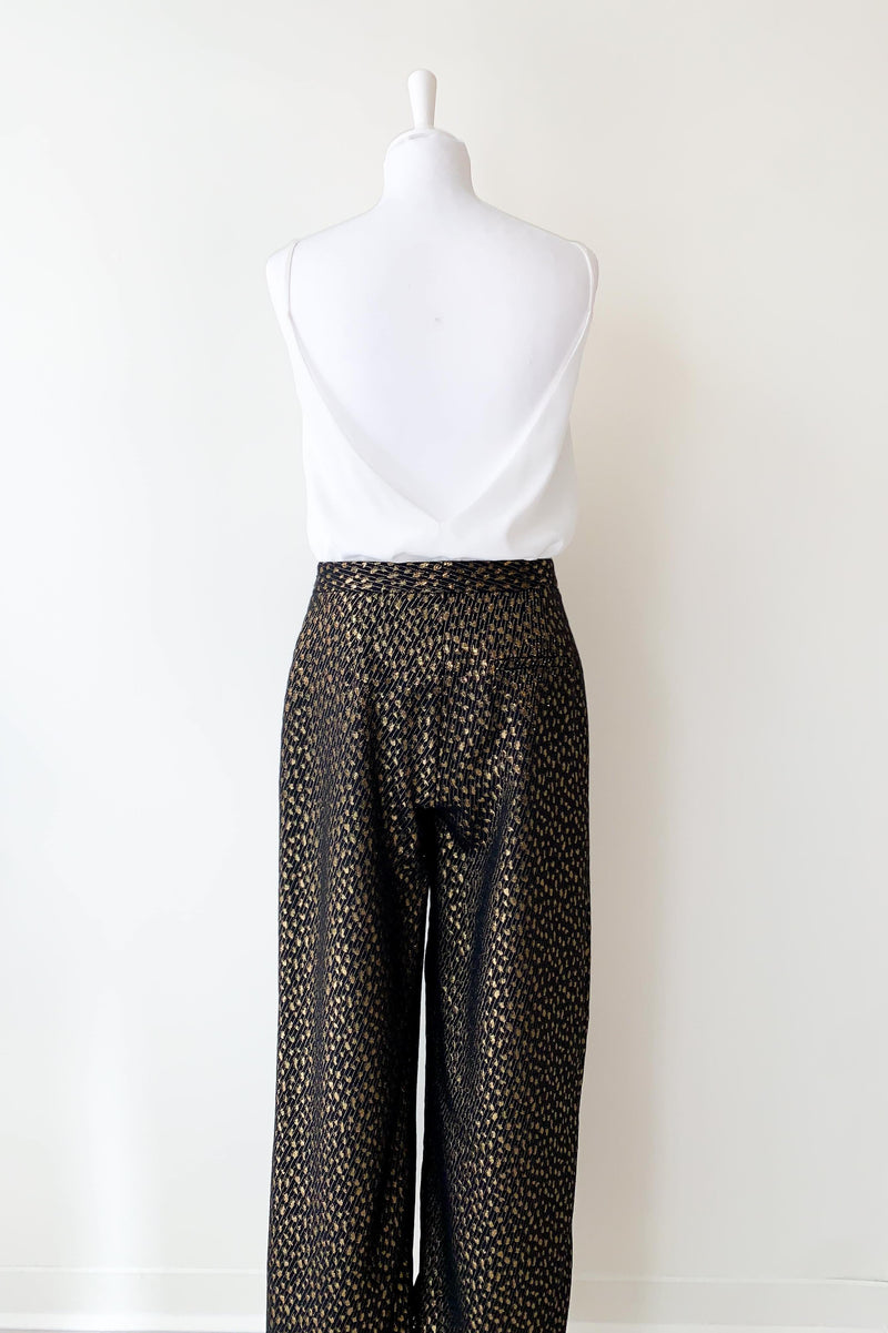 PANTALON GAÏA TAILLE HAUTE LEOPARD DORÉ NOIR