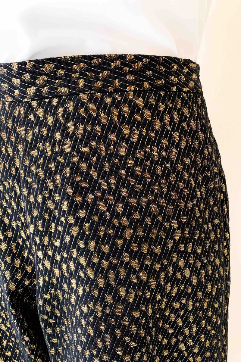 PANTALON GAÏA TAILLE HAUTE LEOPARD DORÉ NOIR